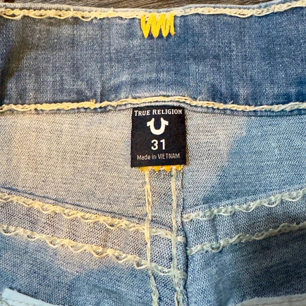 NWT True Religion Ricky Super T Flap Jeans Size‎ 31 Light Wash Distressed $299